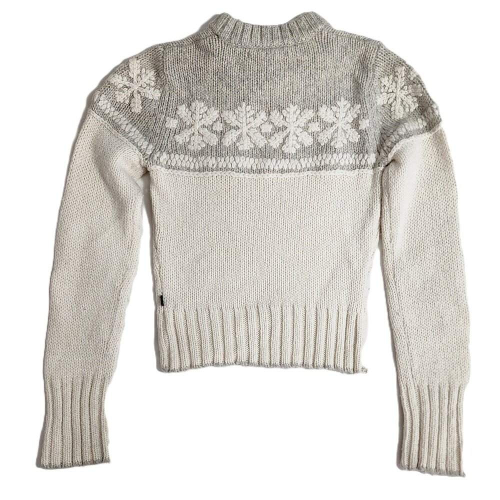 Abercrombie&Fitch Womens WinterWhite&Gray Lambswool Blend Snowflake Sweater - Picture 10 of 10